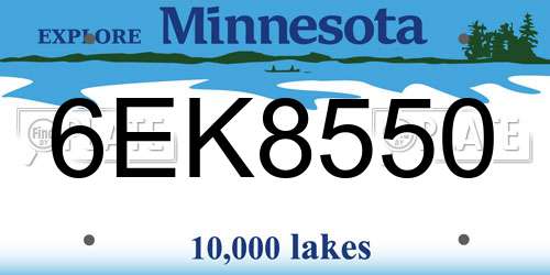 6EK8550 Minnesota License Plate