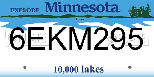 6EKM295 Minnesota License Plate
