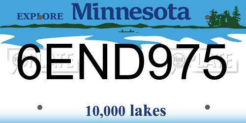 6END975 Minnesota License Plate