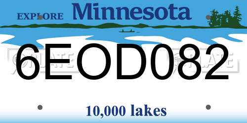 6EOD082 Minnesota License Plate