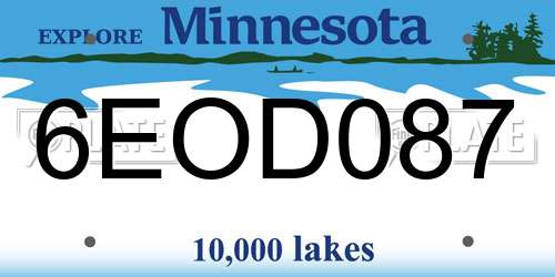 6EOD087 Minnesota License Plate