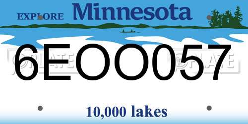 6EOO057 Minnesota License Plate