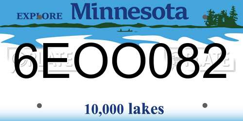 6EOO082 Minnesota License Plate
