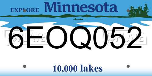 6EOQ052 Minnesota License Plate