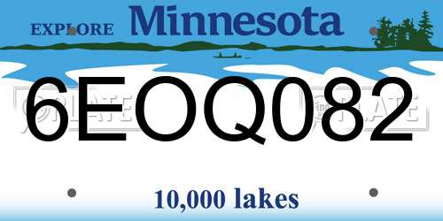 6EOQ082 Minnesota License Plate