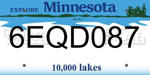 6EQD087 Minnesota License Plate