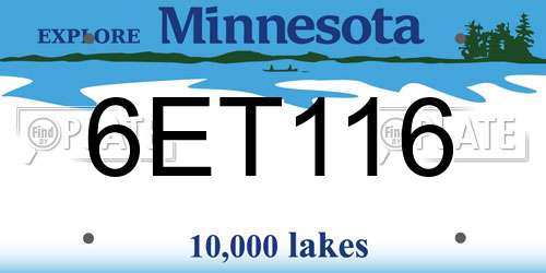 6ET116 Minnesota License Plate