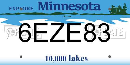 6EZE83 Minnesota License Plate
