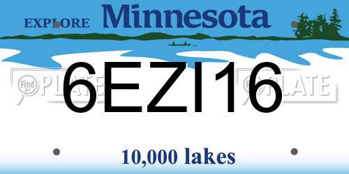 6EZI16 Minnesota License Plate