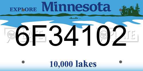 6F34102 Minnesota License Plate