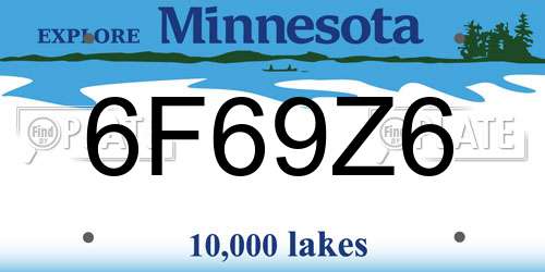6F69Z6 Minnesota License Plate