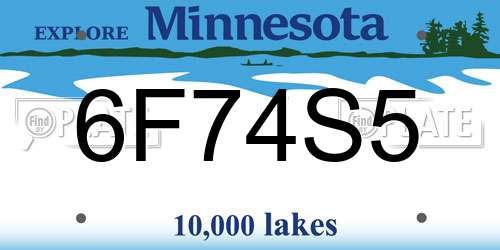 6F74S5 Minnesota License Plate