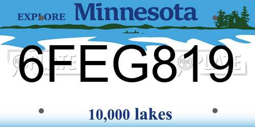 6FEG819 Minnesota License Plate