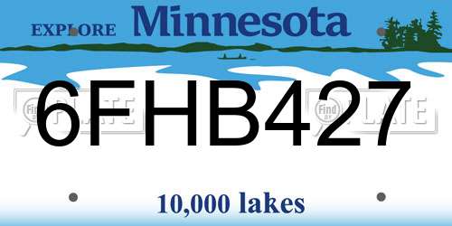 6FHB427 Minnesota License Plate