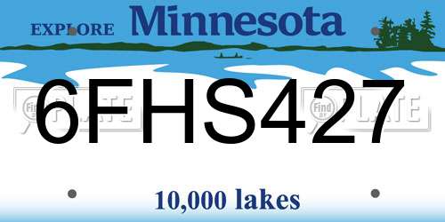 6FHS427 Minnesota License Plate
