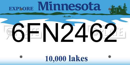 6FN2462 Minnesota License Plate