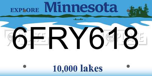 6FRY618 Minnesota License Plate