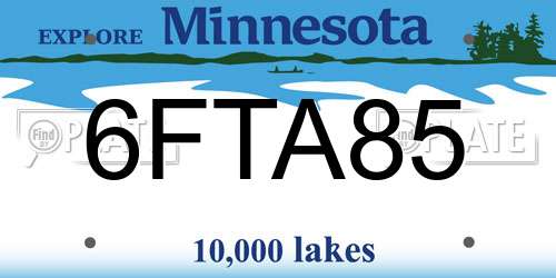 6FTA85 Minnesota License Plate