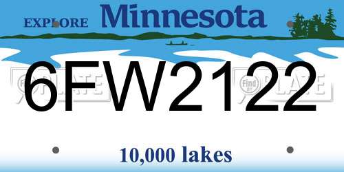 6FW2122 Minnesota License Plate