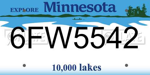 6FW5542 Minnesota License Plate