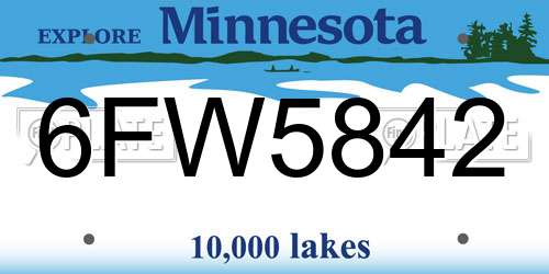 6FW5842 Minnesota License Plate