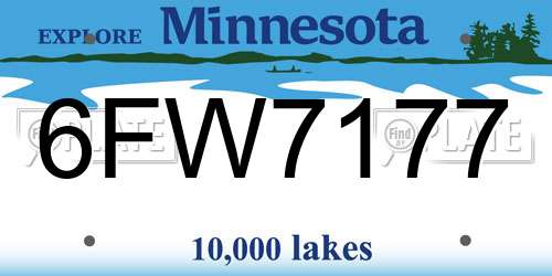 6FW7177 Minnesota License Plate