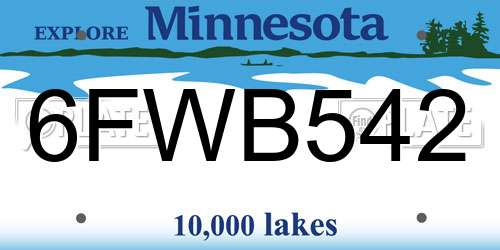 6FWB542 Minnesota License Plate