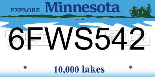 6FWS542 Minnesota License Plate