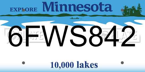 6FWS842 Minnesota License Plate