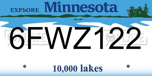 6FWZ122 Minnesota License Plate