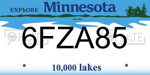 6FZA85 Minnesota License Plate
