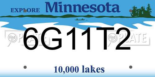 6G11T2 Minnesota License Plate