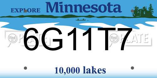6G11T7 Minnesota License Plate