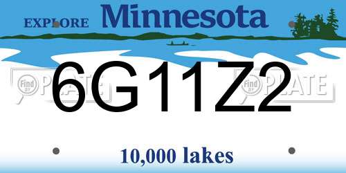 6G11Z2 Minnesota License Plate