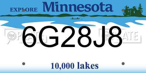 6G28J8 Minnesota License Plate