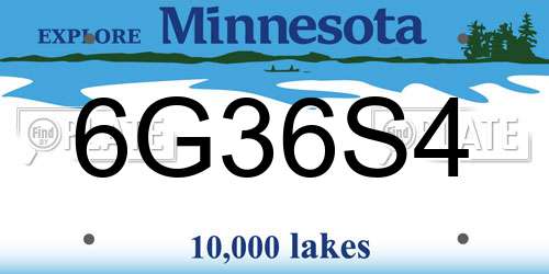 6G36S4 Minnesota License Plate