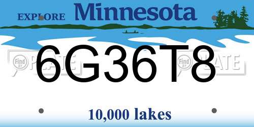 6G36T8 Minnesota License Plate