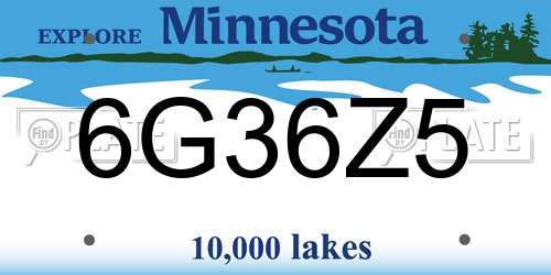 6G36Z5 Minnesota License Plate