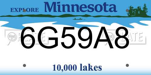 6G59A8 Minnesota License Plate