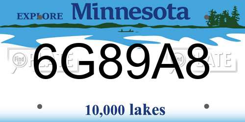 6G89A8 Minnesota License Plate