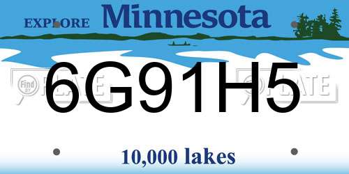 6G91H5 Minnesota License Plate