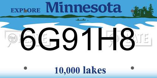 6G91H8 Minnesota License Plate