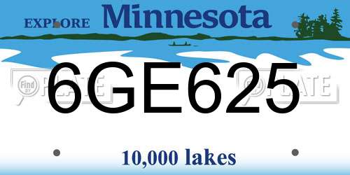 6GE625 Minnesota License Plate