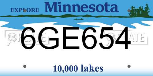 6GE654 Minnesota License Plate