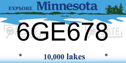 6GE678 Minnesota License Plate