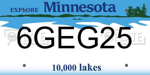 6GEG25 Minnesota License Plate