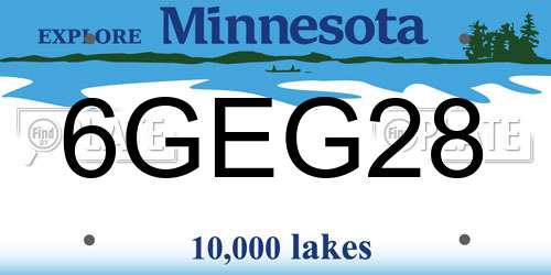 6GEG28 Minnesota License Plate