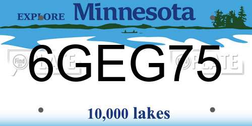 6GEG75 Minnesota License Plate