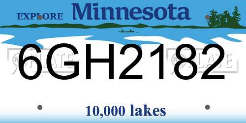 6GH2182 Minnesota License Plate
