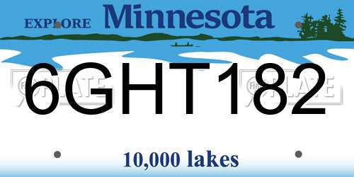 6GHT182 Minnesota License Plate